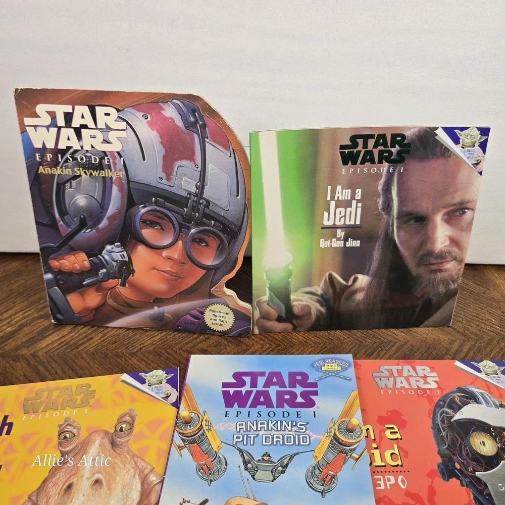 Star Wars Episode 1 Set Childrens Kids Books Lot Of 9 Stickers Jarjar Anakin